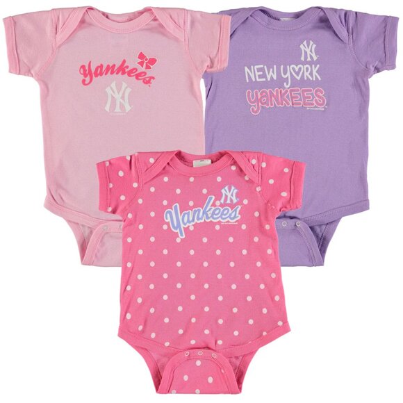 Yankees Soft as a Grape Girls Infant 3-Pack Rookie Bodysuit Set - 6 Months - Picture 6 of 6